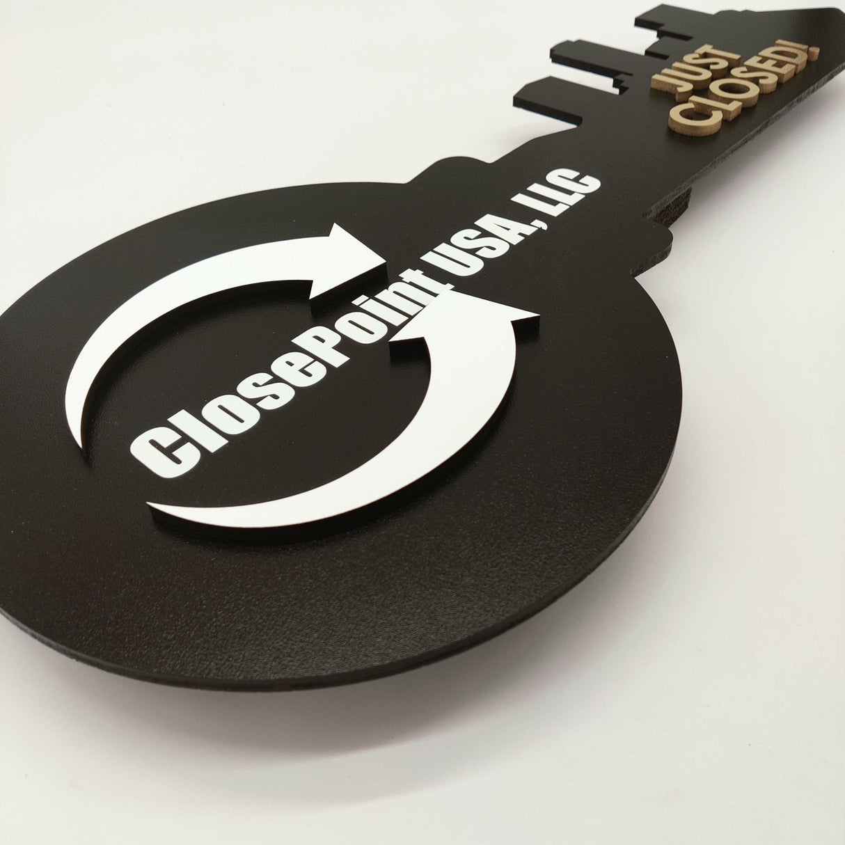 Round Shaped Just Closed Sign with 3D logo - Real Estate Store