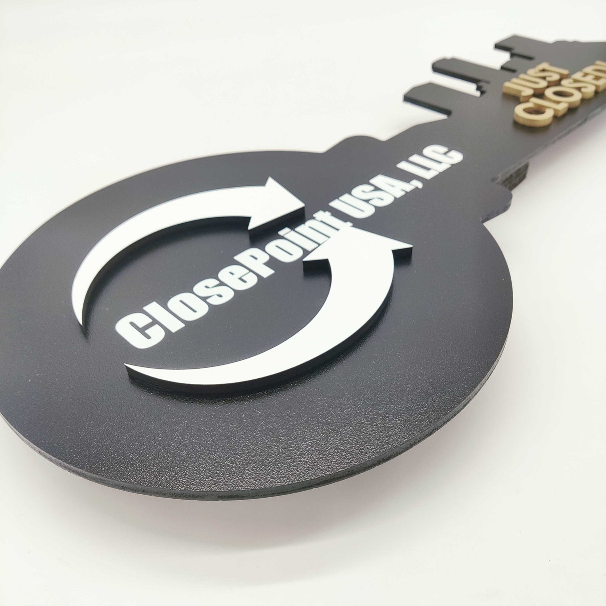 Round Shaped Just Closed Sign with 3D logo - Real Estate Store