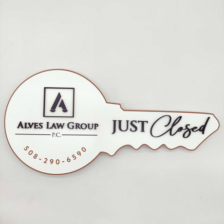 Round Shaped Just Closed with 3D logo Sign - Real Estate Store