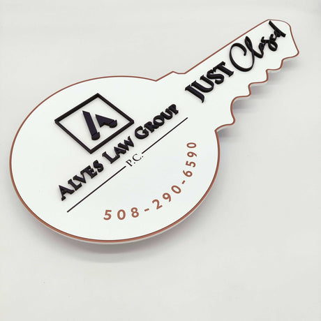 Round Shaped Just Closed with 3D logo Sign - Real Estate Store
