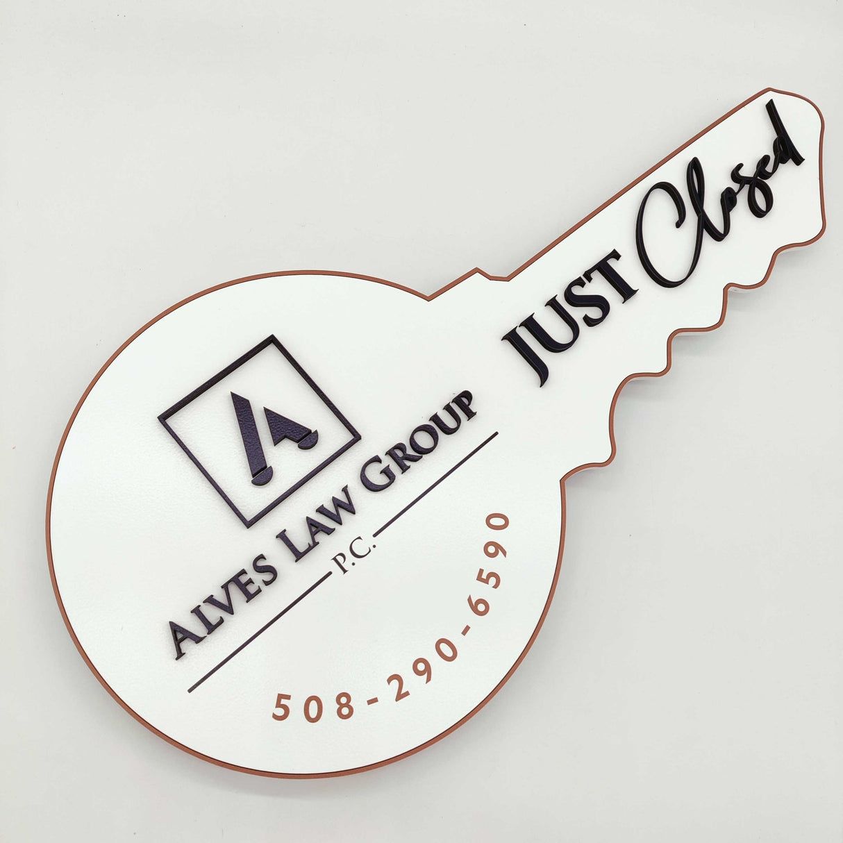 Round Shaped Just Closed with 3D logo Sign - Real Estate Store