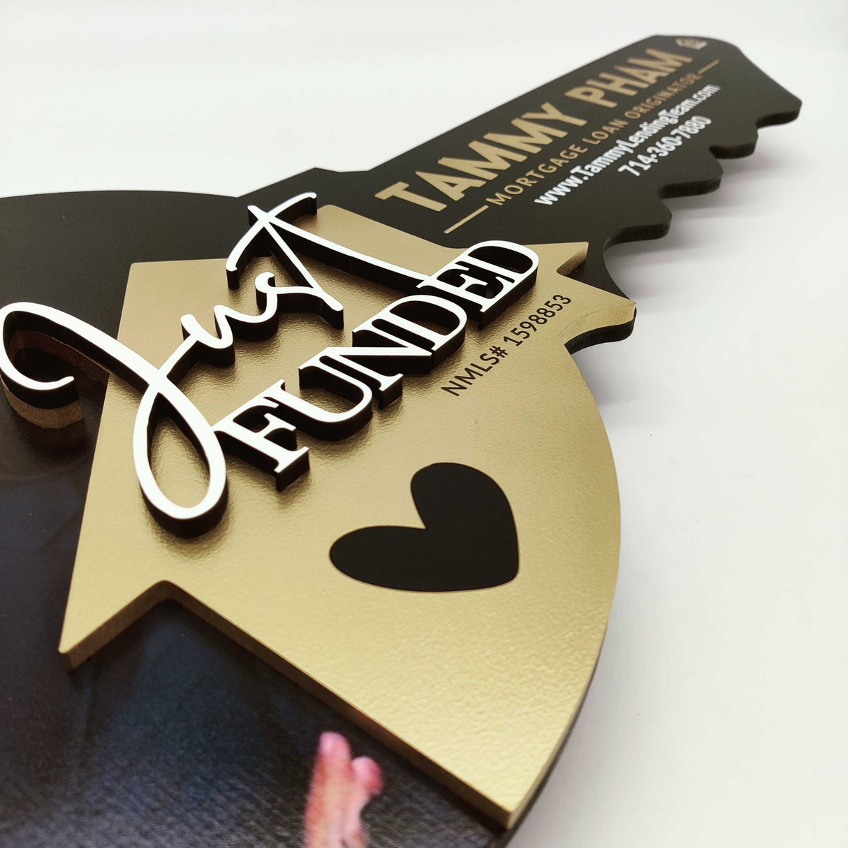 Round Shaped Just Funded Key Sign - Real Estate Store