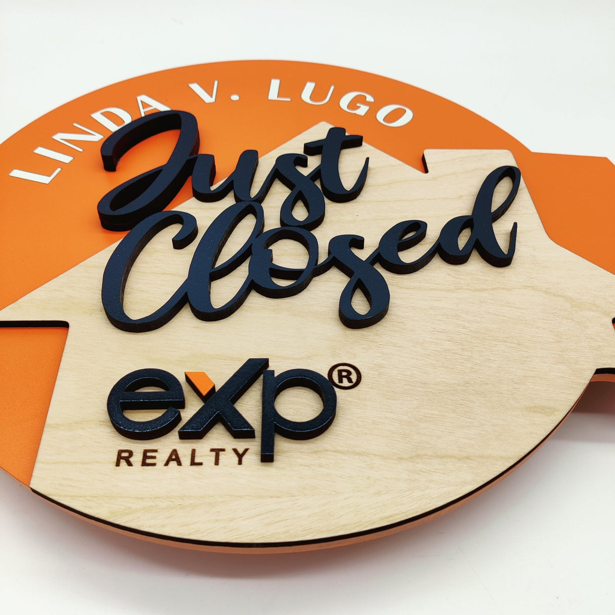 Round Shaped Orange Round Key Sign - Just Closed Sign - Real Estate Store
