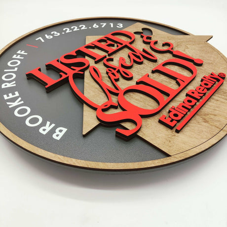 Round Shaped Sign «Listed, Closed & Sold» Round Sign - Real Estate Store