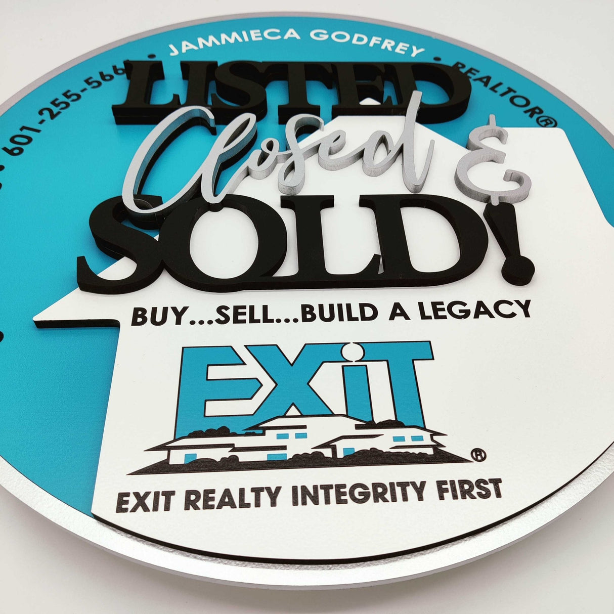 Round Shaped Sign Round Listed Sold Exit Sign - Real Estate Store