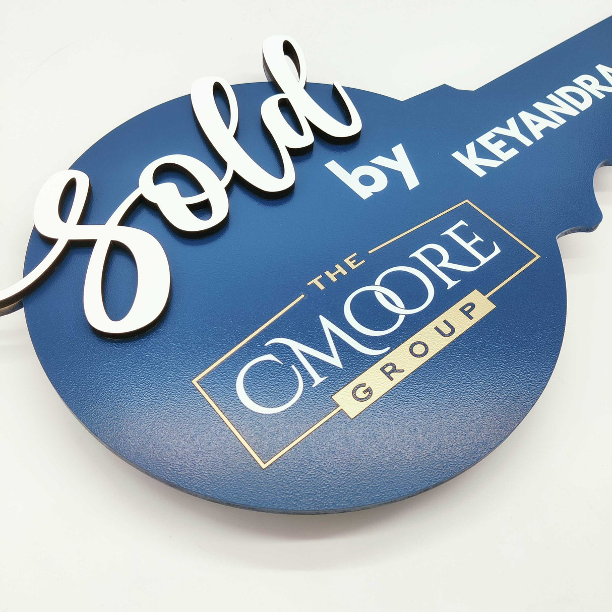 Round Shaped «Sold by» Navy Blue Realtor Sign - Real Estate Store