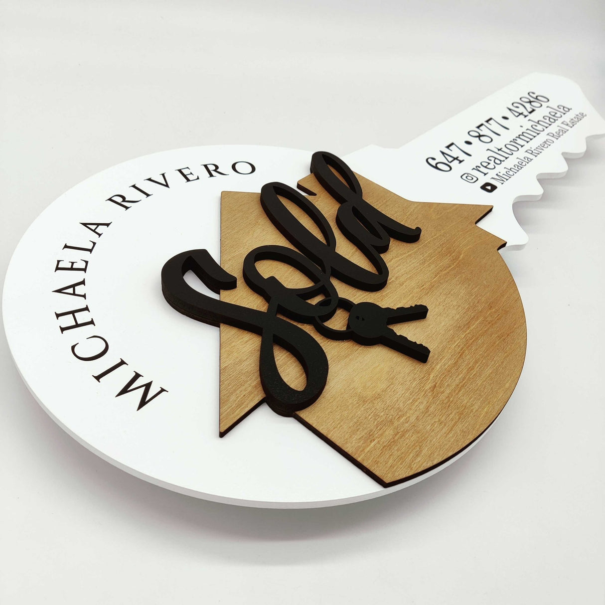 Round Shaped «Sold with keys» Realtor Sign - Real Estate Store