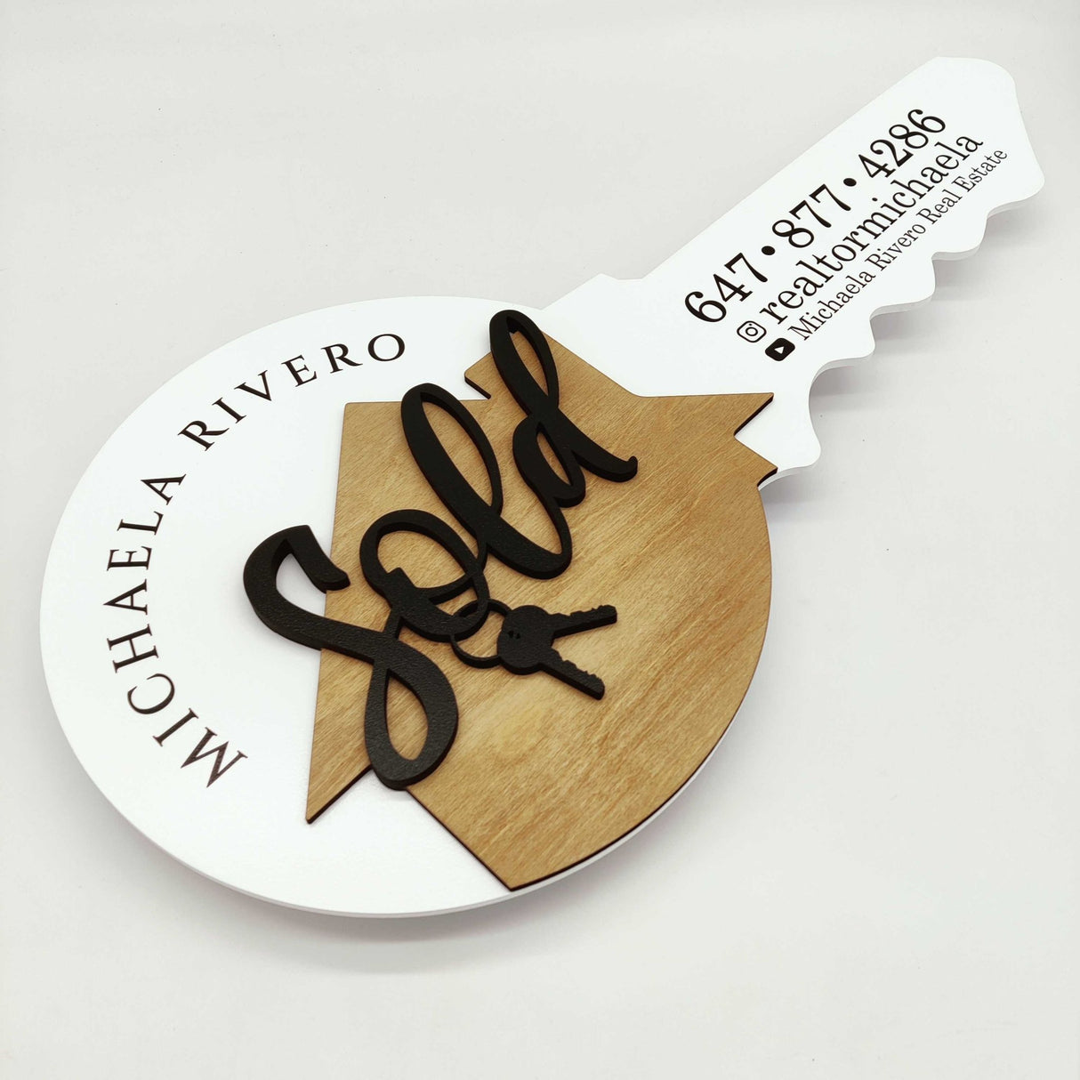 Round Shaped «Sold with keys» Realtor Sign - Real Estate Store