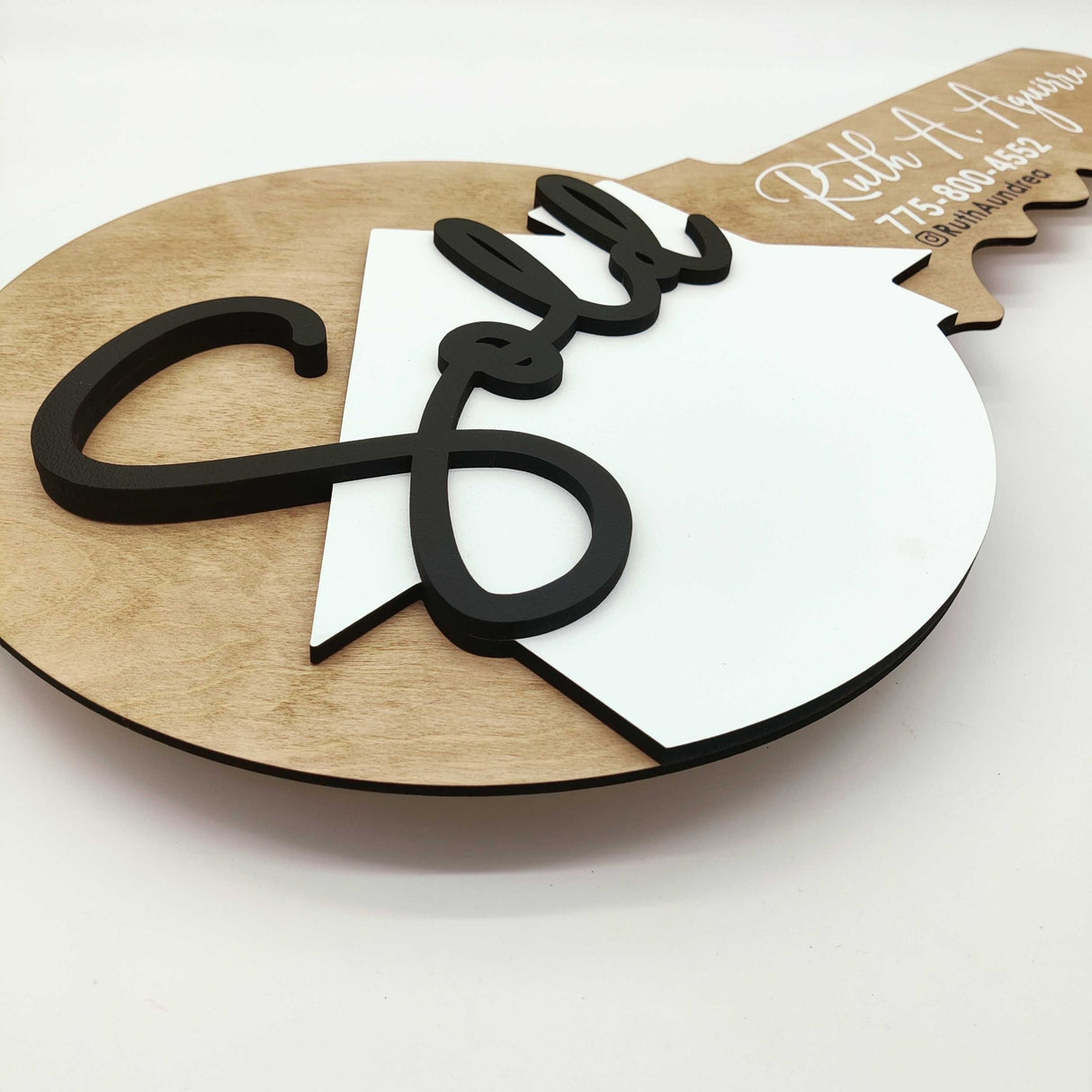 Round Shaped «Sold» Wood Sign - Real Estate Store