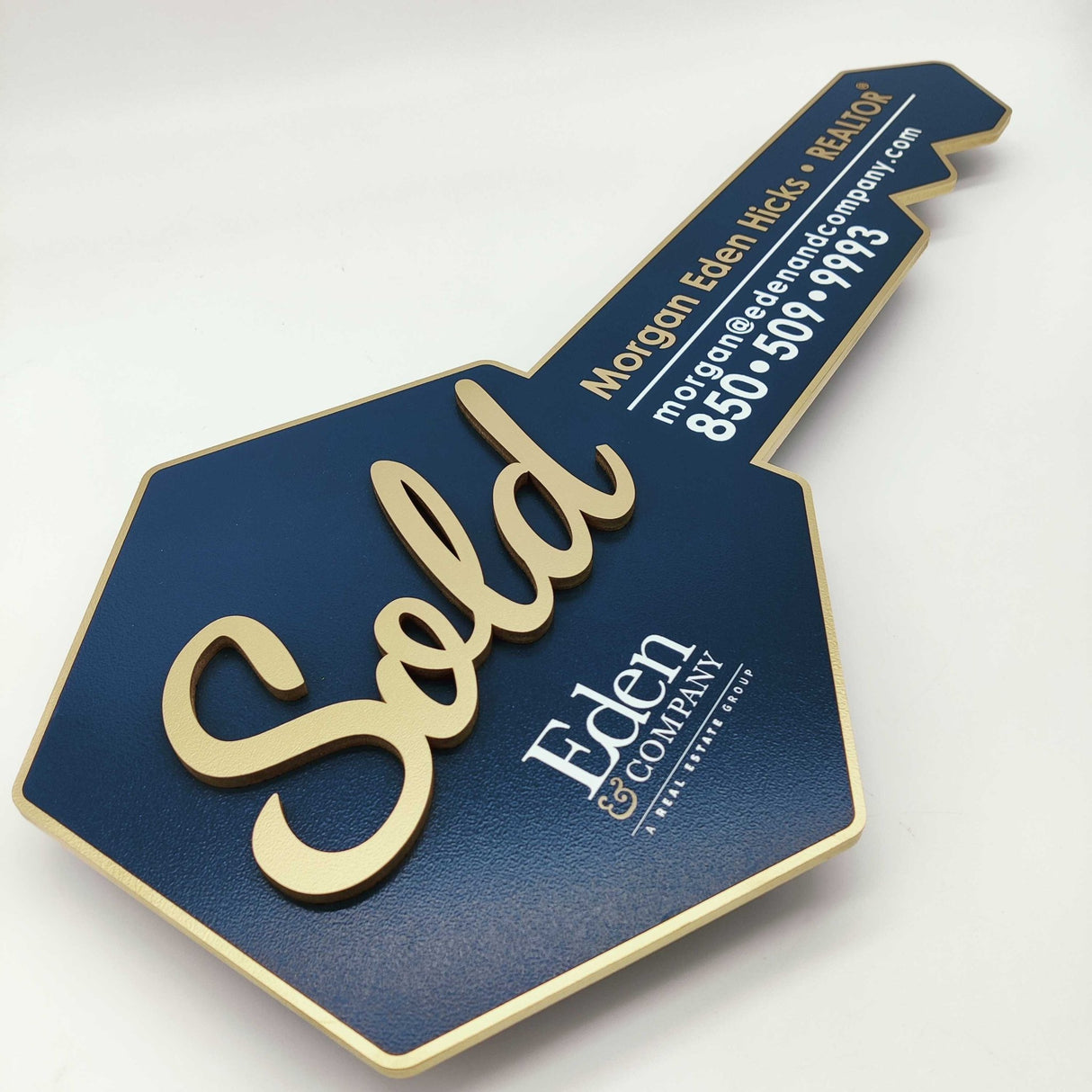 «Sold» Navy Blue Hexagon Key - Real Estate Store