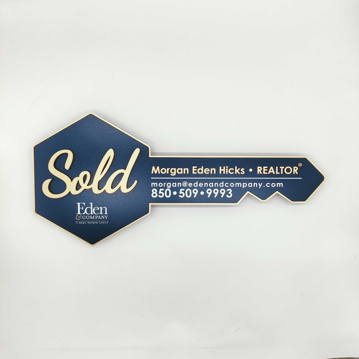 «Sold» Navy Blue Hexagon Key - Real Estate Store