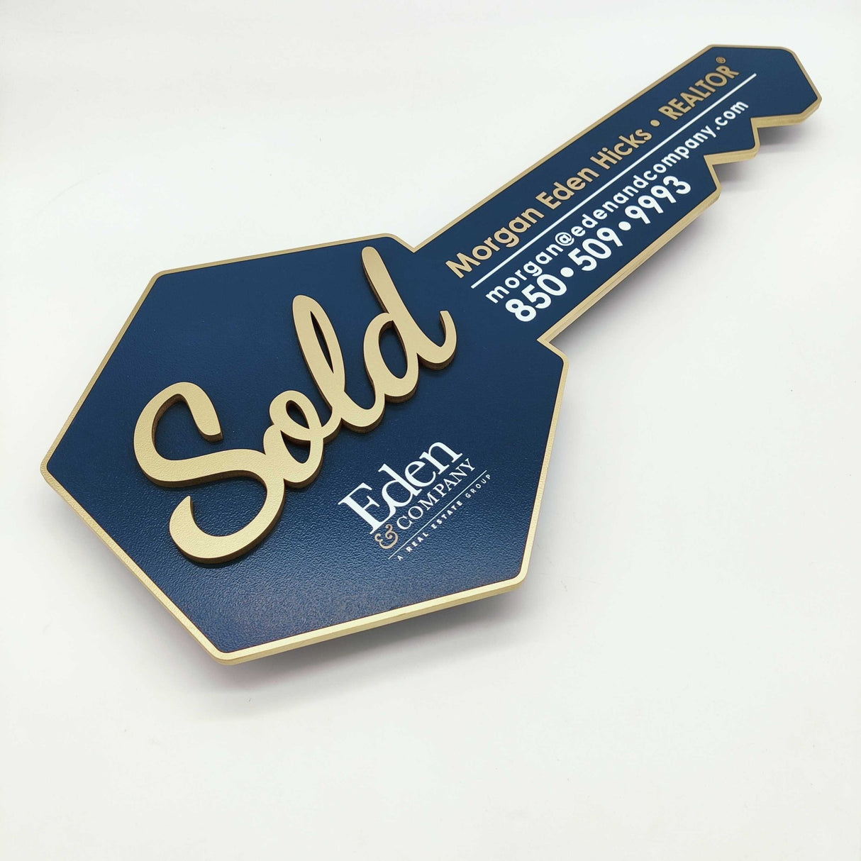 «Sold» Navy Blue Hexagon Key - Real Estate Store