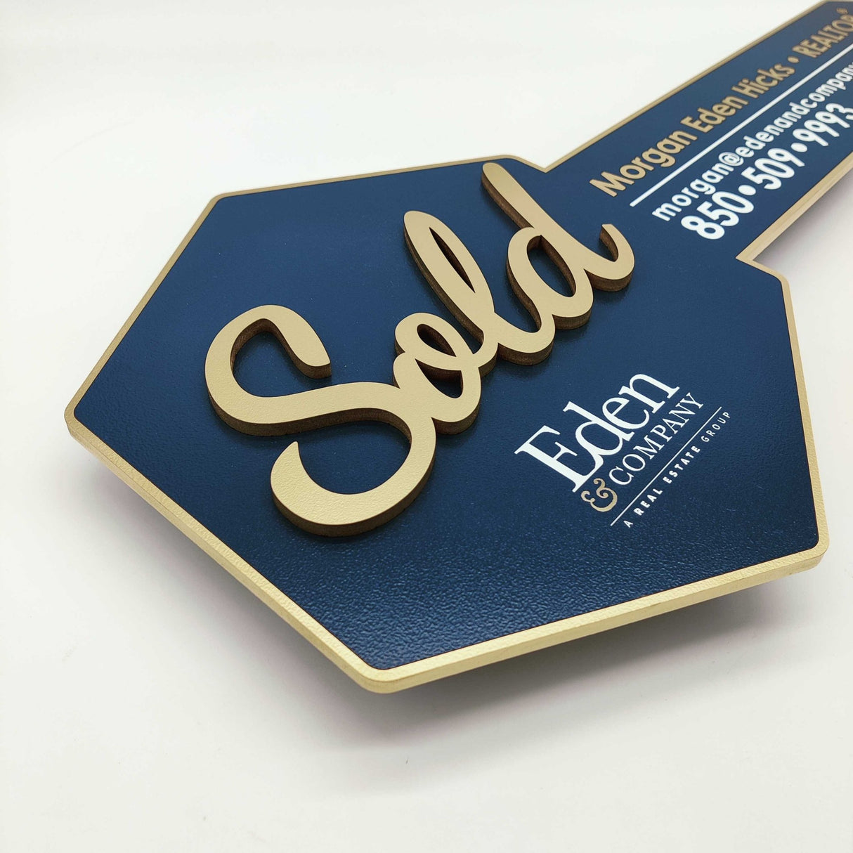 «Sold» Navy Blue Hexagon Key - Real Estate Store