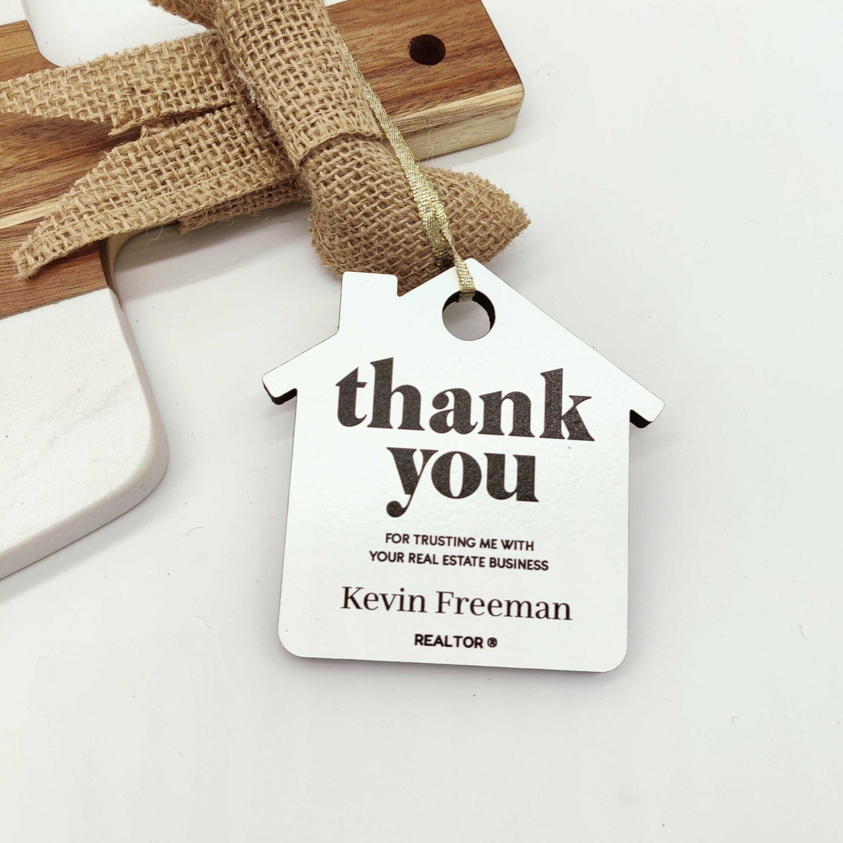 «Thank you» wood custom tag - Real Estate Store
