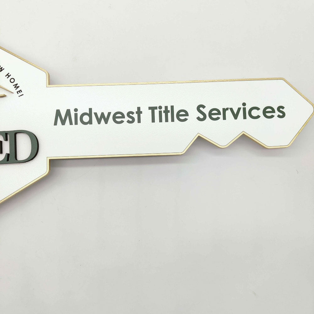 White Key Shaped Just Closed Gold and Hunter Green - Real Estate Store