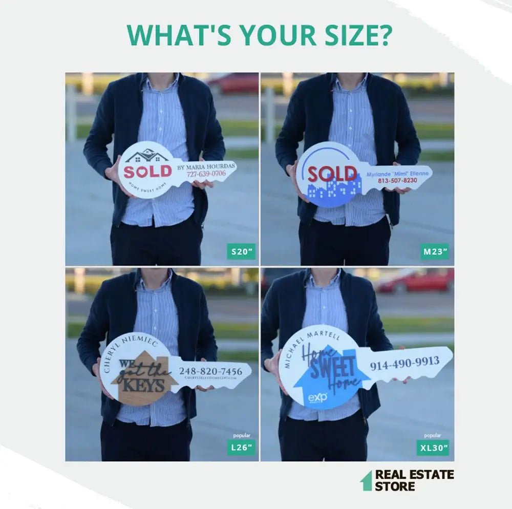 White Round Key Shaped "Vendu" - Real Estate Store