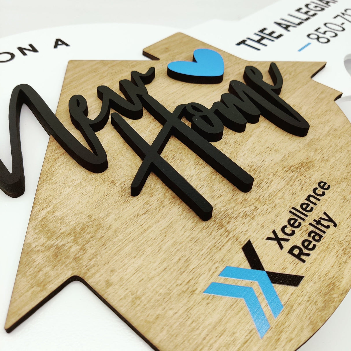 White Round Shaped Key Sign «New Home» - Real Estate Store