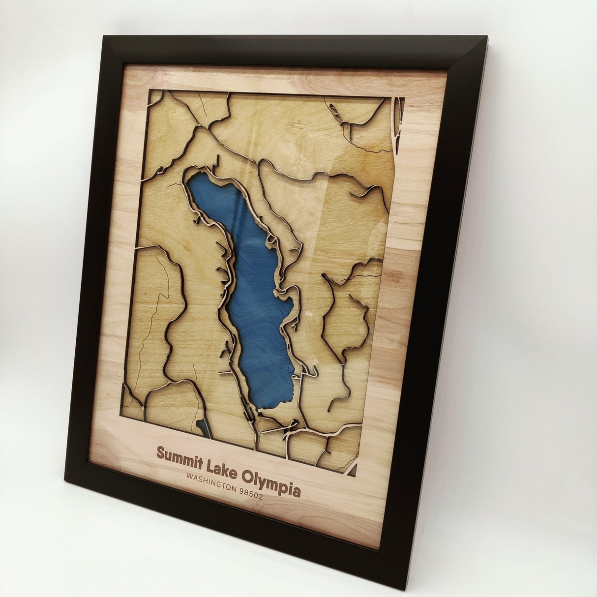 Wooden Lake Map Gift - Real Estate Store