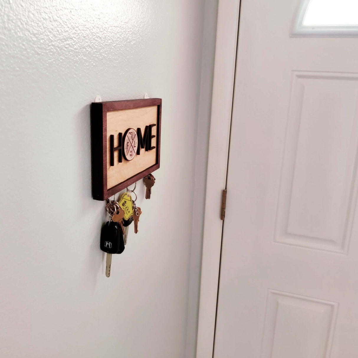 Wooden Magnetic Key Holder with text «Home» - Real Estate Store