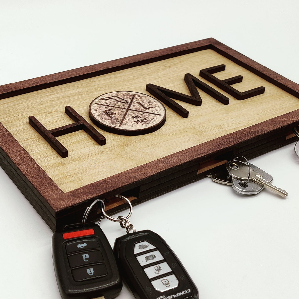 Wooden Magnetic Key Holder with text «Home» - Real Estate Store