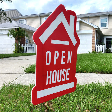 Yard Sign Open House Sign «House» Shape - Real Estate Store