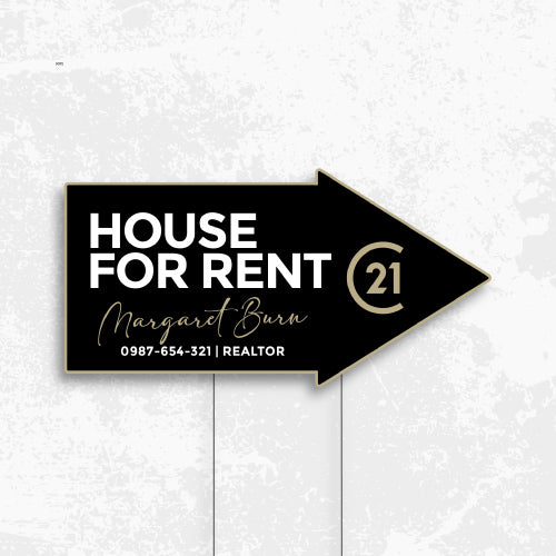 Black Yard Sign "House For Rent"