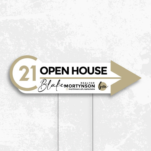 Gold Arrow Sign "Open House"