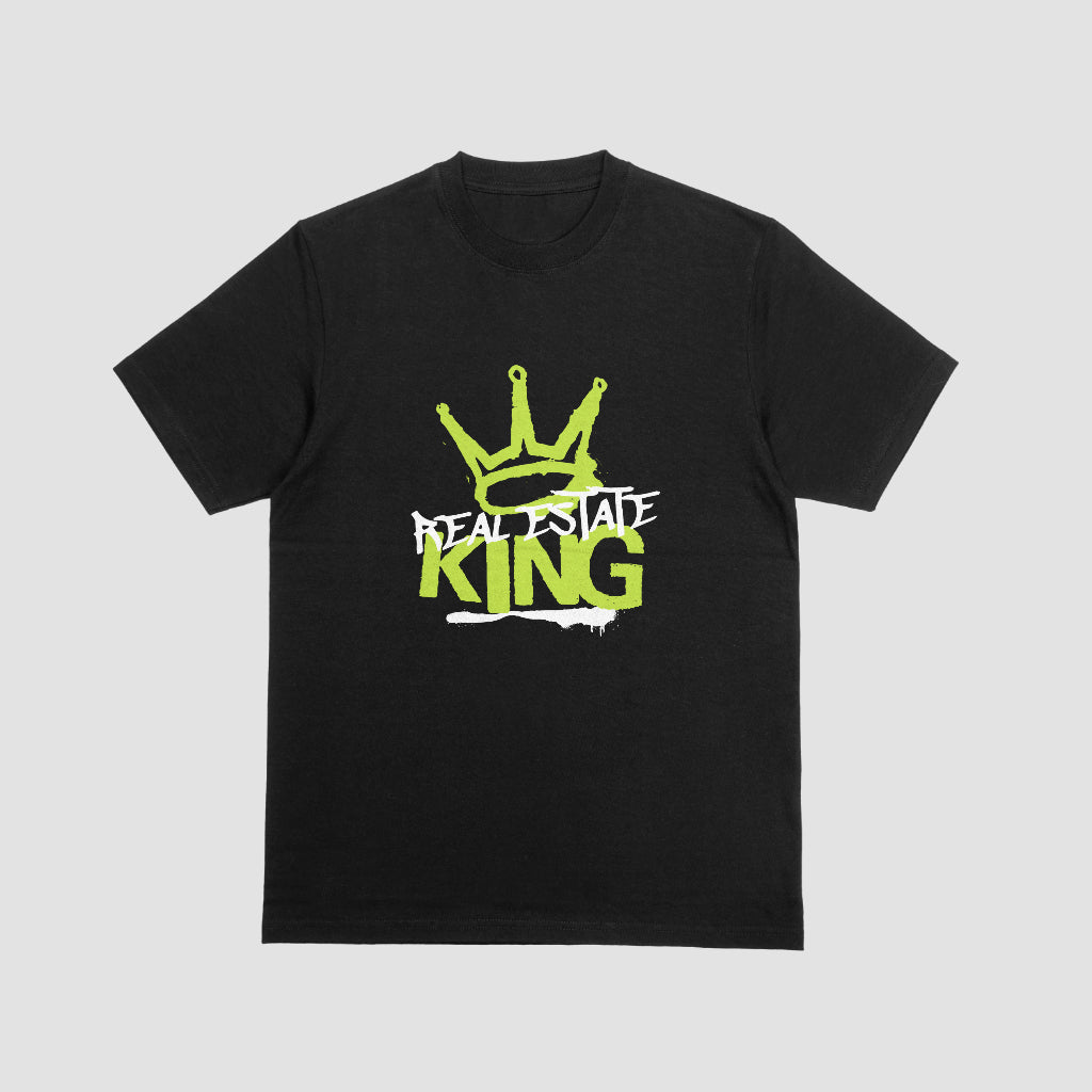 Real Estate T-Shirt "Real Estate King" green text