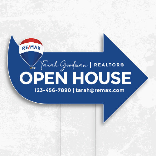 Blue Arrow Yard Sign Open House