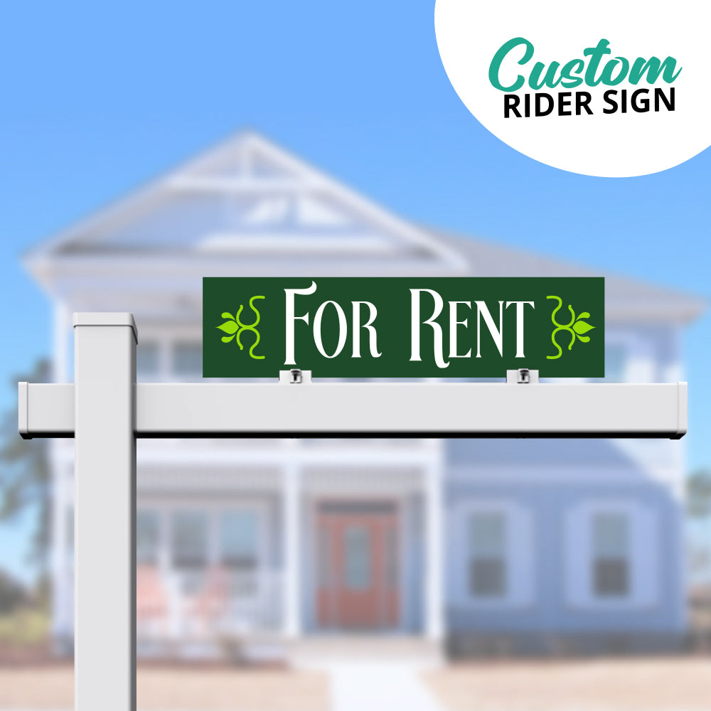 Hunter Green Real Estate Sign Rider "for Rent"