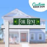 Hunter Green Real Estate Sign Rider "for Rent"