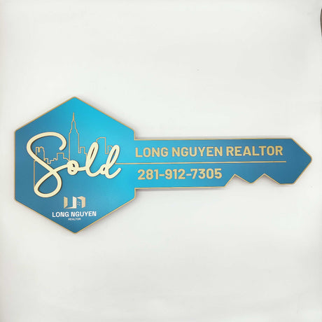 Bright Teal Blue Realtor Sold Sign