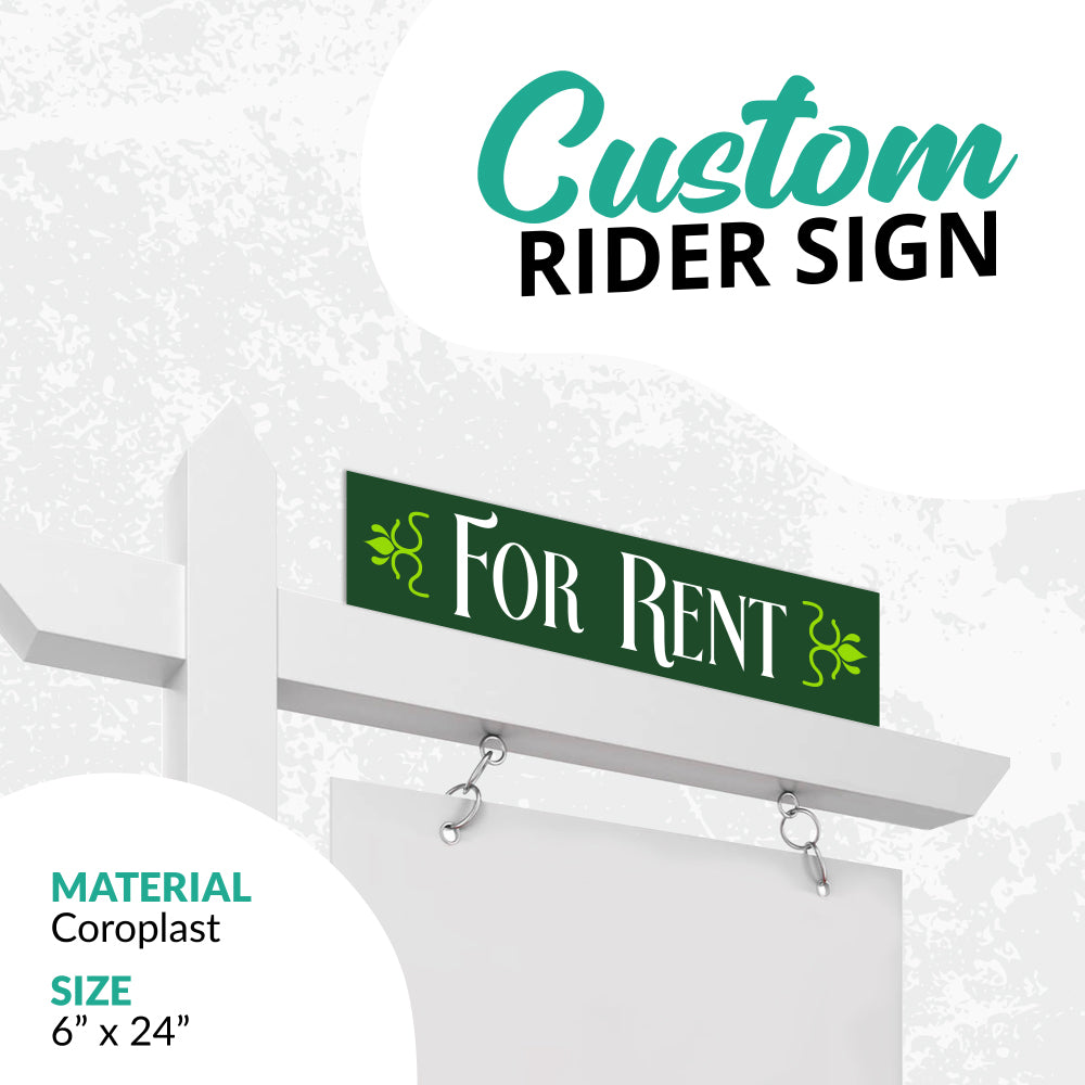 Hunter Green Real Estate Sign Rider "for Rent"