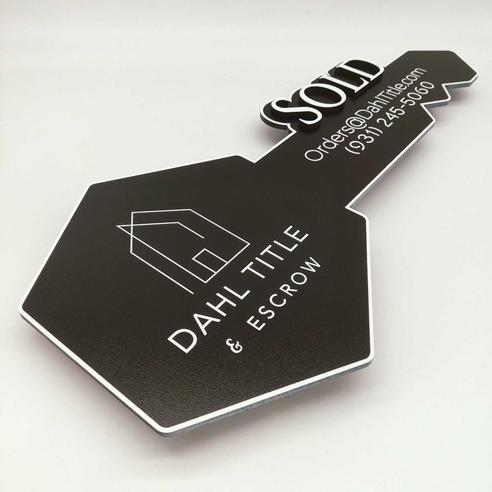 Minimalist Key - Shaped Sign "Sold" – Real Estate Store