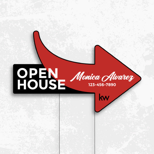 White Yard Sign "Open House" kw