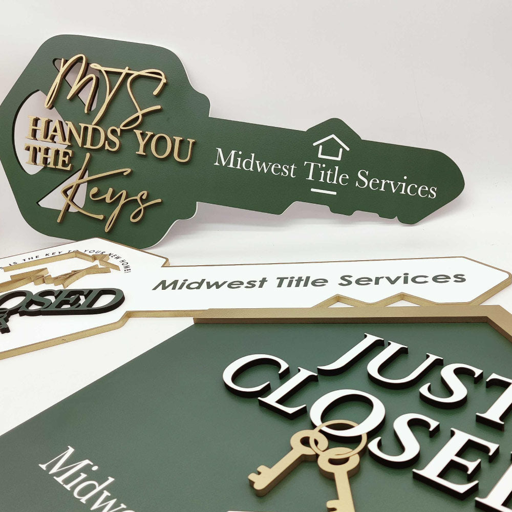 Hunter Green Key Sign "Your Company" hands you the Keys