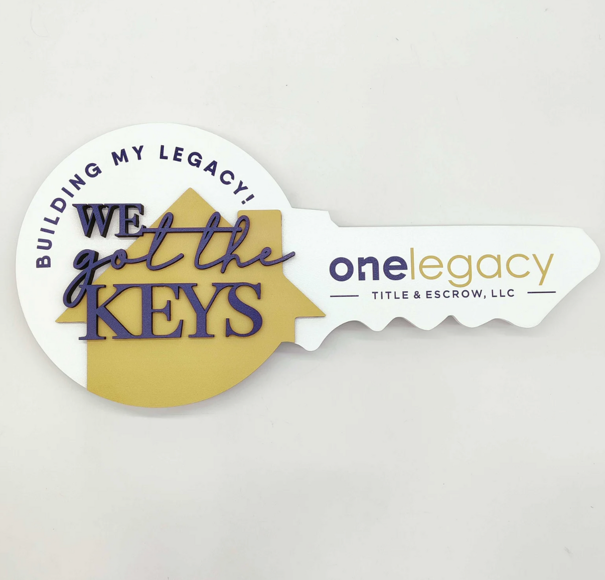 Custom Round Key Shaped Sign Lemongrass and Purple