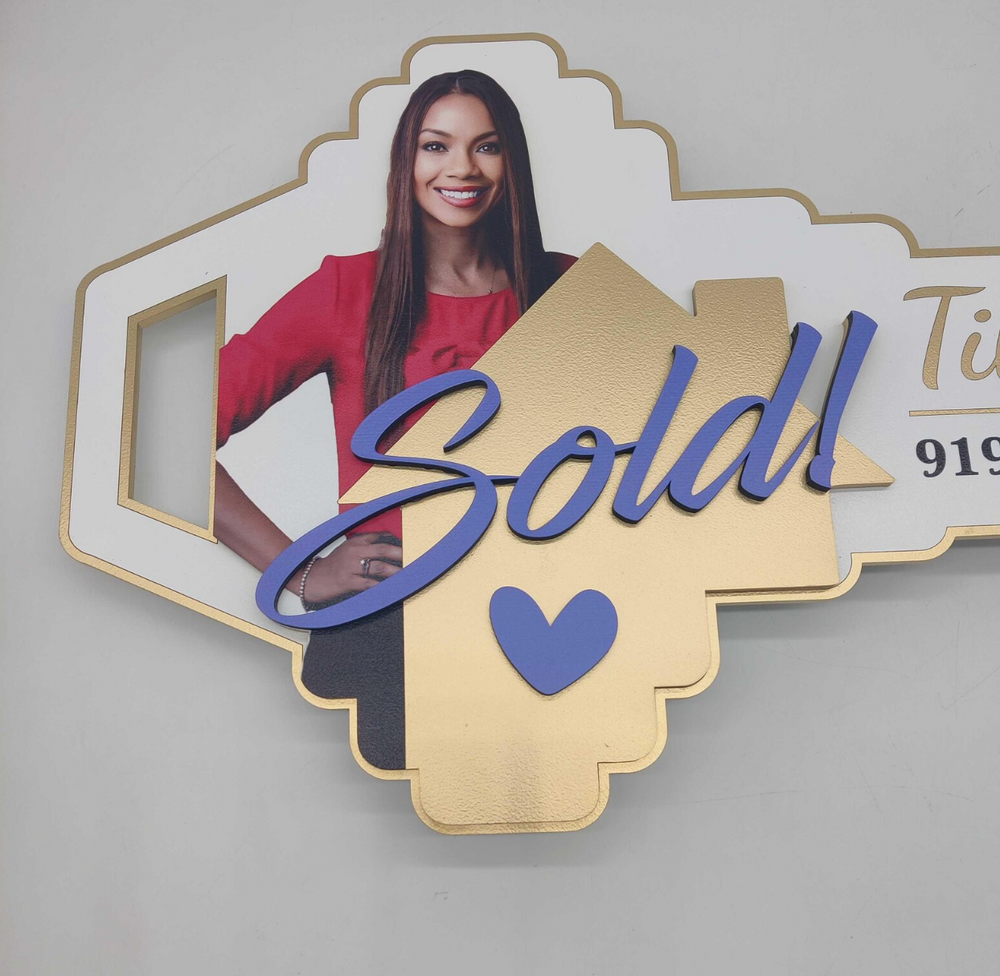 Real Estate Key Shaped Sign - Skyline Personalized Realtor Key Sign ...