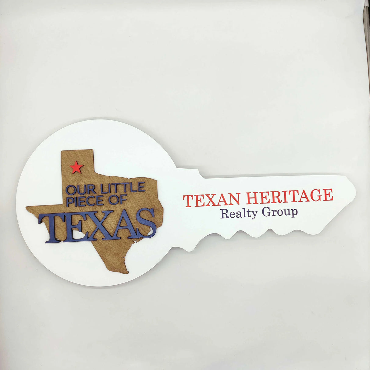 White Round Shaped Key Sign "Our Little Piece of Texas"