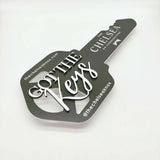 Key Shaped Props Black with White 3D text "Got the Keys"