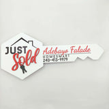 Key Shaped Sign White with 3D text "Just Sold"