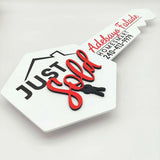 Key Shaped Sign White with 3D text "Just Sold"