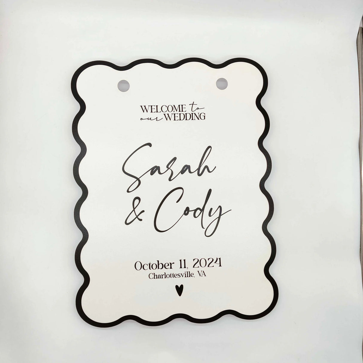 Cute Modern Welcome Wedding Sign "Sarah & Cady"