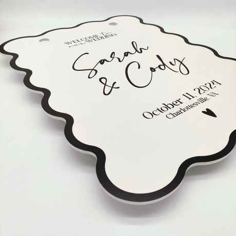 Cute Modern Welcome Wedding Sign "Sarah & Cady"