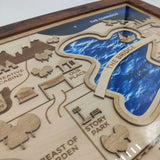 Wooden Map of any City in the World Light style "All Ways, Alwaysland"