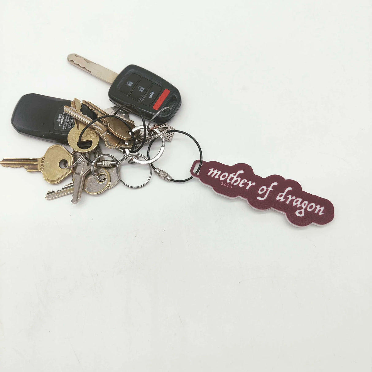 Custom KeyChain burgundy "Mother of dragon"