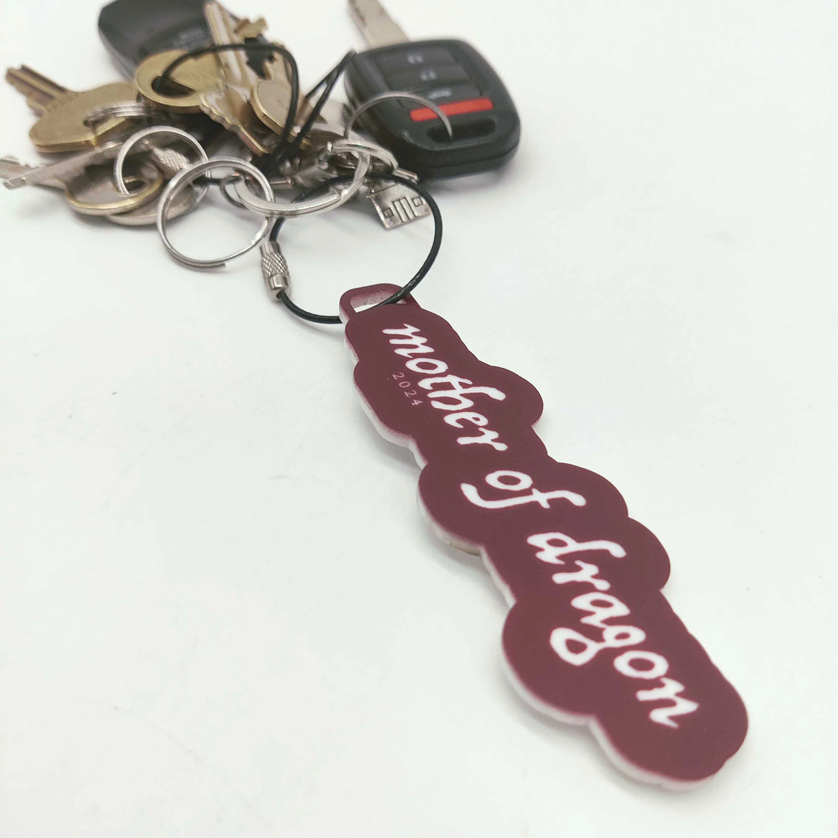 Custom KeyChain burgundy "Mother of dragon"