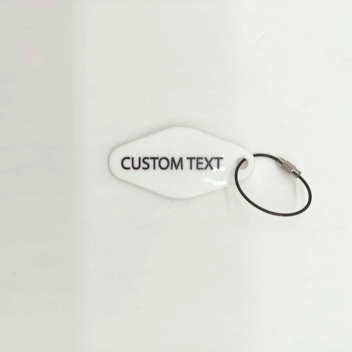 KeyChain White with custom text "Your Custom Text"