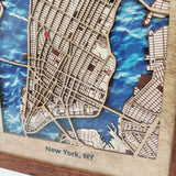 Wooden Map of any City in the World Light style "New York, NY"