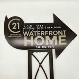 Black Arrow Yard Sign "Waterfront Home"